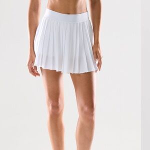 Aritzia White Pleated Mini Skirt